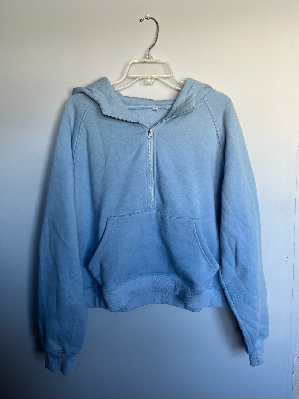 Cozy Light Blue Half-Zip Hoodie Pullover